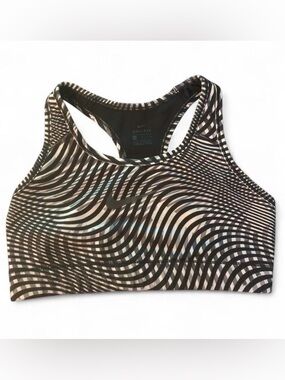 Nike Patterned Racerback Sports Bra in Black and Cream